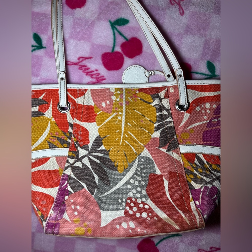 Relic by Fossil Heather Medium Tote Tropical Print canvas Handbag - Picture 3 of 12